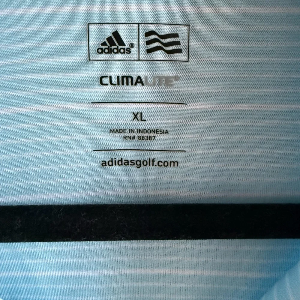 Adidas Climalite Polo Shirt Men's XL Light Blue Striped Golf‎ Athletic